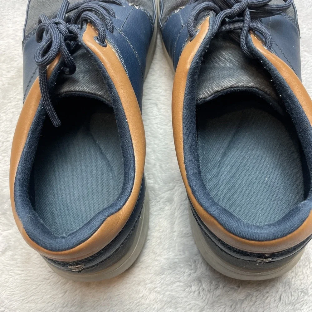 Crocs Mens Kinsale Canvas Sneakers Shoes Sz 11 Navy Tan Nautical Preppy Lace Up